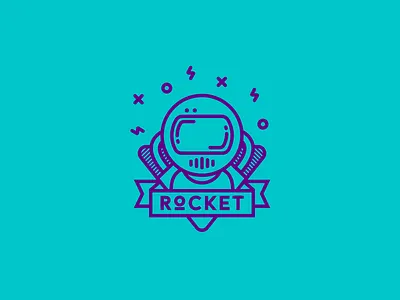 Rocket agency astronaut blue brand brandidentity digital identity logo logotype purple rocket space