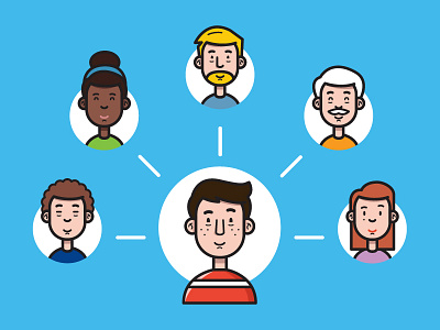 Gentes characters design dribbble flat illustration invites minimal people personajes stroke vector wip