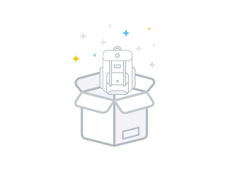Unboxing animation animation backpack illustration