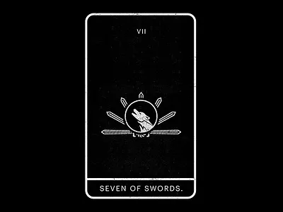 Seven Of Swords. black howl lone minimal seven swords tarot white wolf