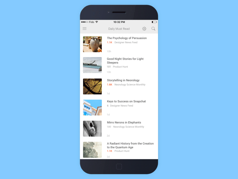 [50 Weekly UI Challenge] Feedly Forward animation ios ui