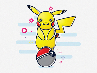 Pikachu (Pokémon) MBE Style Tribute illustration line mbe pikachu pokemon vector