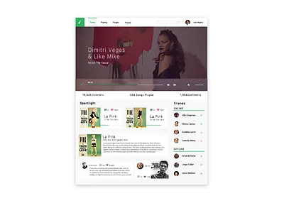 music clean green music orange player radio ui ux web website