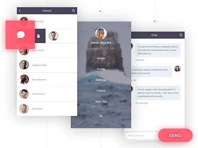 Social Network App for iOS app chat contact hook ios me menu screen