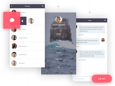 Social Network App for iOS app chat contact hook ios me menu screen