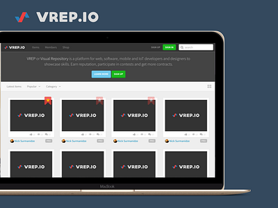 Vrep Home cloud application portfolio showcase platform vrep web application