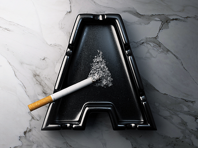 36DaysOfType - Ashtray 36days a 36daysoftype 3d alphabet ashtray cigarette cinema4d gci marble typography