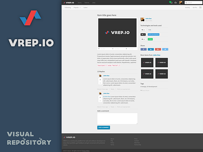 Vrep.io portfolio item cloud based web application laravel portfolio