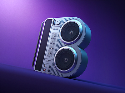 36DaysOfType - Boombox 36days b 36daysoftype 3d alphabet boombox cinema4d gci hip hop music player radio typography