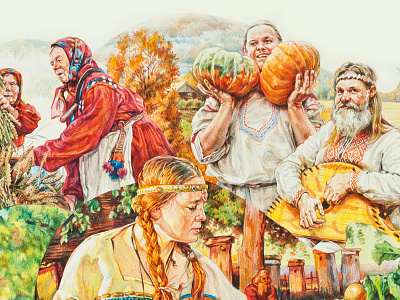 Harvest illustrations pencils