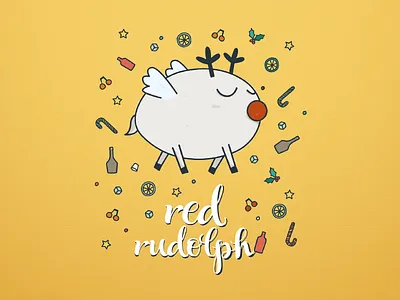 Christmas Cocktail Illustration - Red Rudolph christmas cocktail illustration print promotion material red rudolph website