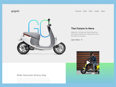 Gogoro landing page concept! gif gogoro landing page redesign web design website