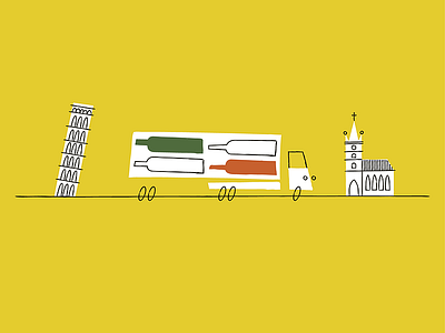 Vino Italiano illustration italy leaning tower truck wine