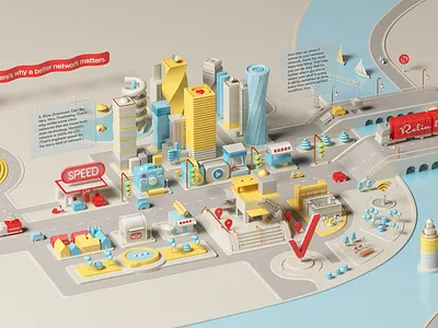 Verizon 3d c4d cgi cinema4d city design illustration mobile render town usa verizon