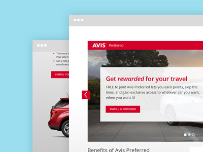 Avis Preferred clean loyalty program minimal red ux design while