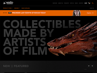 Weta Launch ecommerce lord of the rings responsive