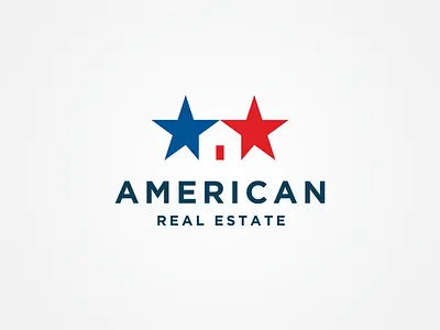 American Real Estate Logo america american branding house icon negative space real estate star usa
