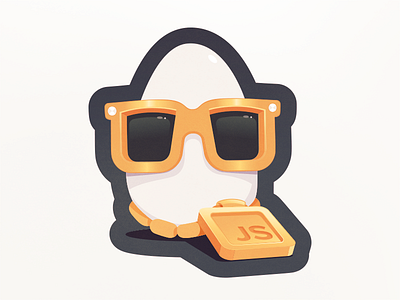 Eggo's Javascipt Bling - New Stickers bling character egg egghead gold javascript js mascot necklace react sticker swag