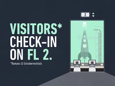 Follow the Signs command computers elevator illustration office rocket sign