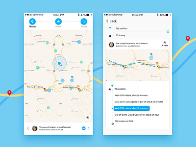 Map App app blue coordinate map nearby position route ui