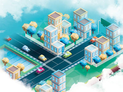 City animation cars city colors geometric illustration illustrator isometric mr. bob photoshop render vector
