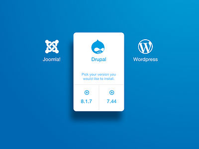 CMS Install Dropdown app application blue card cms dark dashboard design dropdown drupal ios iu ui user experience ux