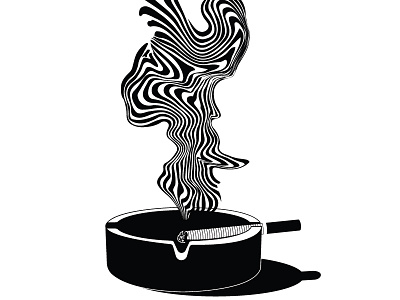 Cig ashtray black and white cigarette line art negative space puff puff pass sexy smoke