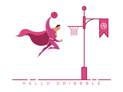 Dribbble Frist shot！ basketball frist illustrations shot superman