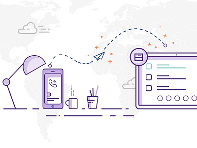 Device to Mobile connectivity computer device global infographic ivr mobile ux architechture illustration wireframe