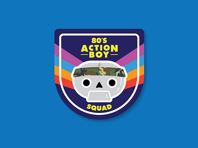 80's action boys squad 80s badge eighties patch rambo skull vintage