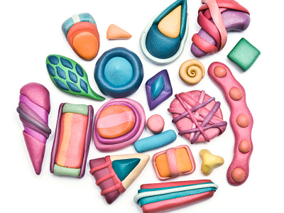 Experimental set of objects modelling clay plasticine
