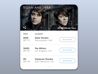 DailyUI - #070 - Event Listing 070 concert dailyui event listing teganandsara tickets