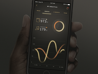 My Analytics UI analytics chart dark graph ios iphone qubstudio ui ux