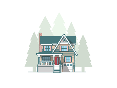 Summer Retreat house illustration mountain summer