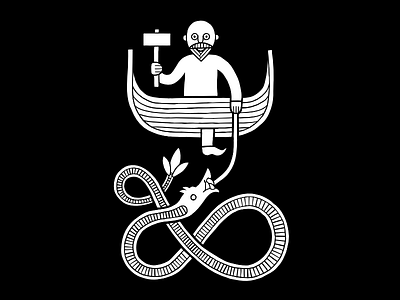 Thor and The Midgardserpent viking