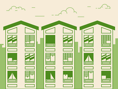 City Windows buildings city clouds illustration windows
