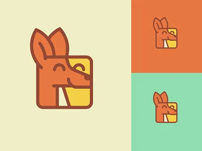 Happy Roo animal australia colorful frame happy kangaroo line logo mascot monoline screen smile