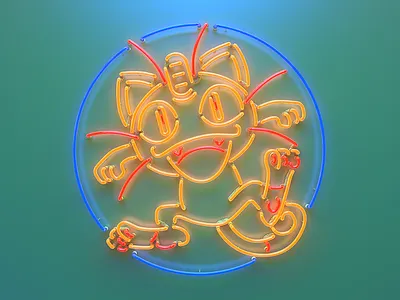 Pokeman Go Meowth Neon Sign 3d game icon meowth pokemon pokemon go red