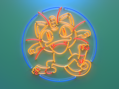 Pokeman Go Meowth Neon Sign 3d game icon meowth pokemon pokemon go red