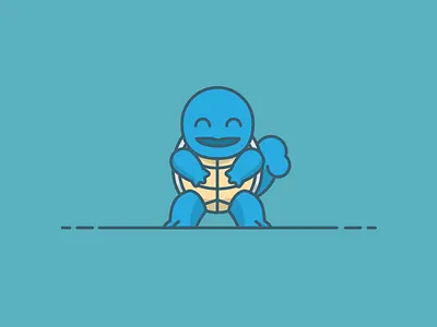 007 Squirtle bulbasaur character clean flat illustration line minimal pokemon pokemongo vector