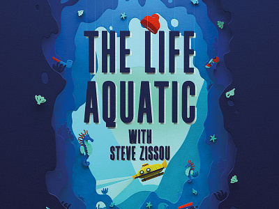 The Life Aquatic 3d render illustration life aquatic light box movie paper papercraft underwater wes anderson