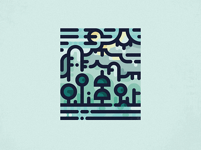 minimalistic landscape 1|5 geometric line art lines mountain river sky sun tree wood