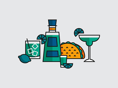 taco tuesday drink food illustration margarita mexican taco tuesday vector