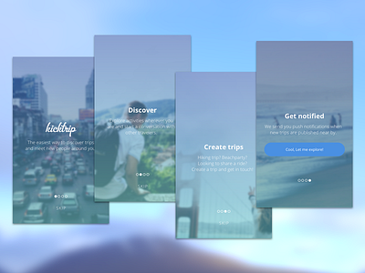 Kicktrip Walkthrough adventure android app intro ios kicktrip mobile onboarding travel walkthrough