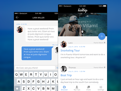 Kicktrip Chat and Discover adventure android app chat ios kicktrip list mobile travel