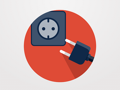 Plug it in! flat flat design grey plug red sketch