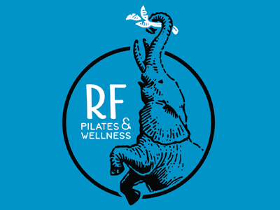 Half Elephant Rf P W brand design elephant fitness health identity illustration logo pilates stott vector