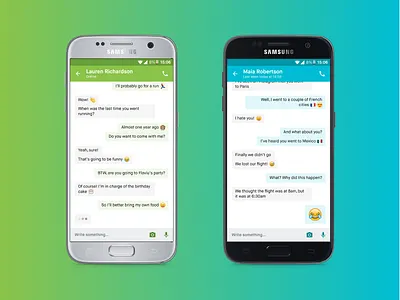 Chat Interface android blue chat conversation emoji gradient green interface material design md samsung ui