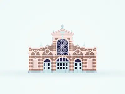 Old Market Hall architecture brick building city finland helsinki illustration landmark pattern texture