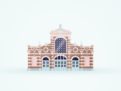 Old Market Hall architecture brick building city finland helsinki illustration landmark pattern texture